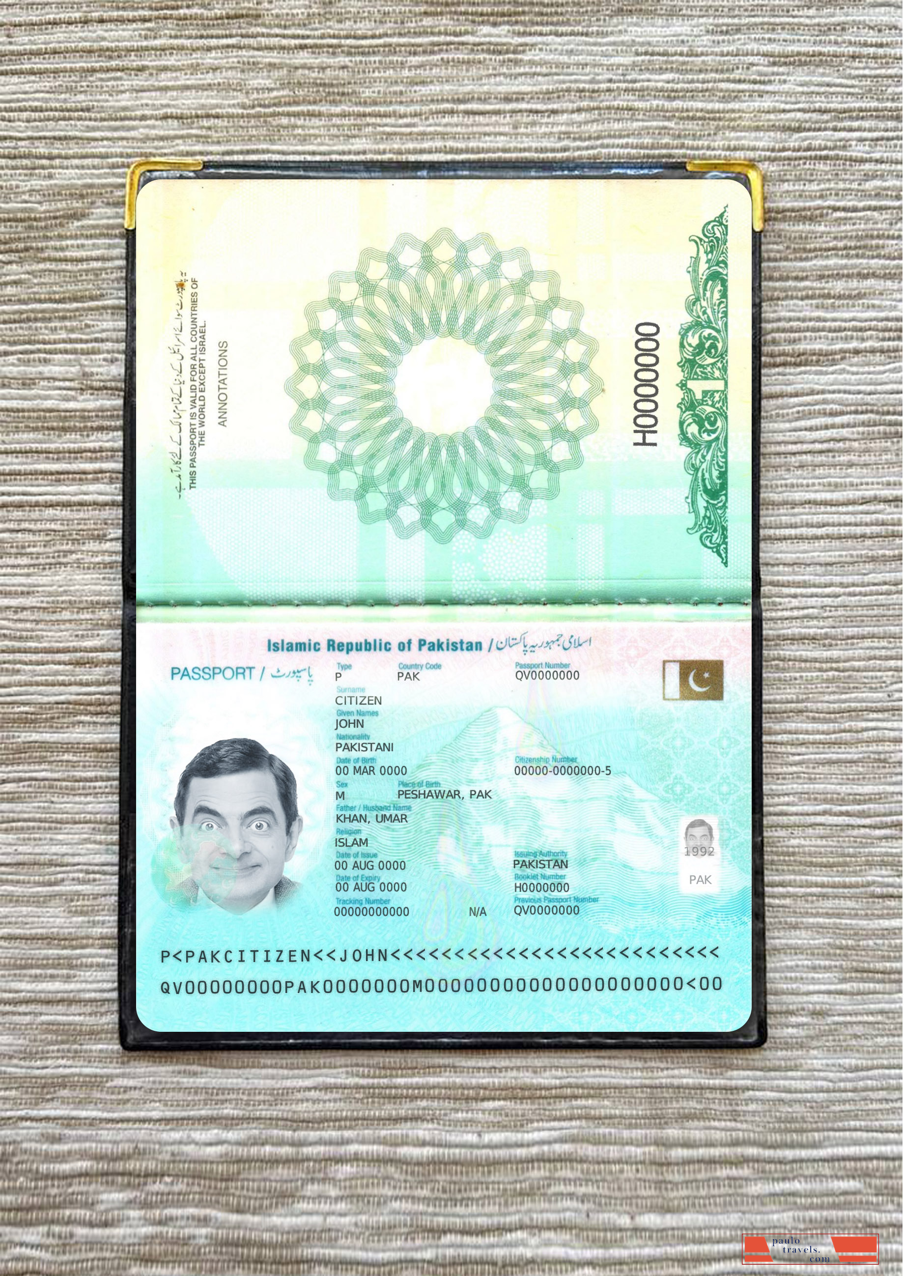 Pakistan passport 2023 present photolook PSD template